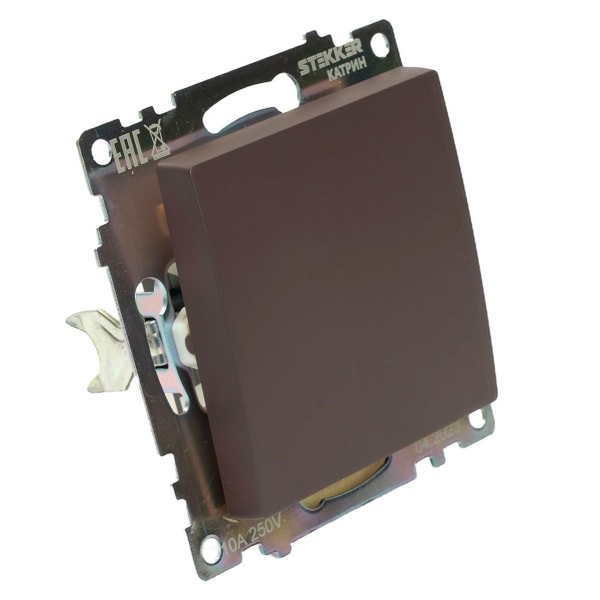 Переключатель перекрестный одноклавишный Stekker Катрин шоколад GLS10-7110-04 49180