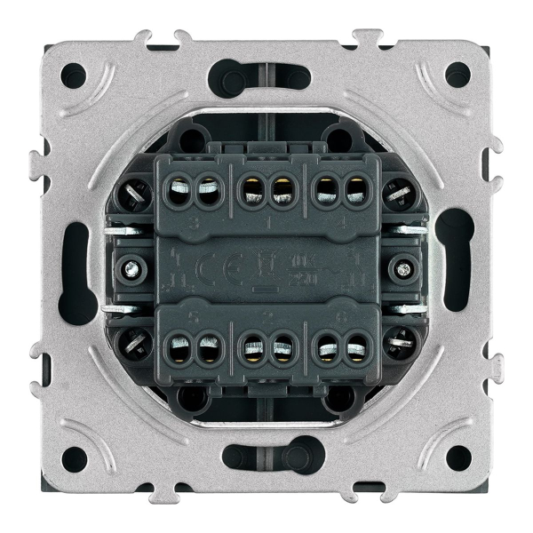 Переключатель 2-клавишный (механизм), СЗК, Stekker, 250В, 10А Эмили, RSW10-5107-05ZK, черный уголь, soft touch 50249