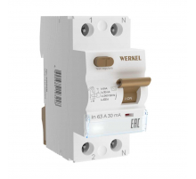 Устройство защитного отключения Werkel 1P+N 63A 30mА АС 6kА W912P636 4690389193125