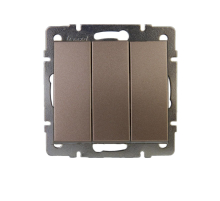 Выключатель тройной Lezard Rain бронза 703-3188-109