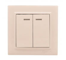 Выключатель 2-кл. СП, Минск, с индикатором 10А, бежевый EKF ERV10-123-20