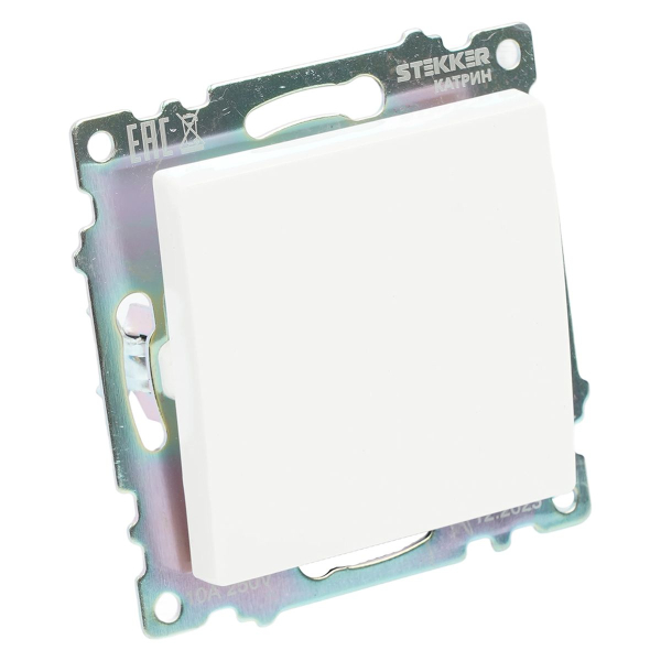 Переключатель перекрестный одноклавишный Stekker Катрин белый GLS10-7110-01 49176