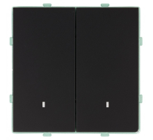 Выключатель 2-клавишный c индикатором (механизм), STEKKER, 250В, 10А, серия Эмили, RSW10-5102-05, черный уголь, soft touch 49838