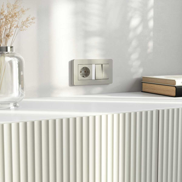 Выключатель двухклавишный проходной с подсветкой (дымчатый) W1222104/ a069459