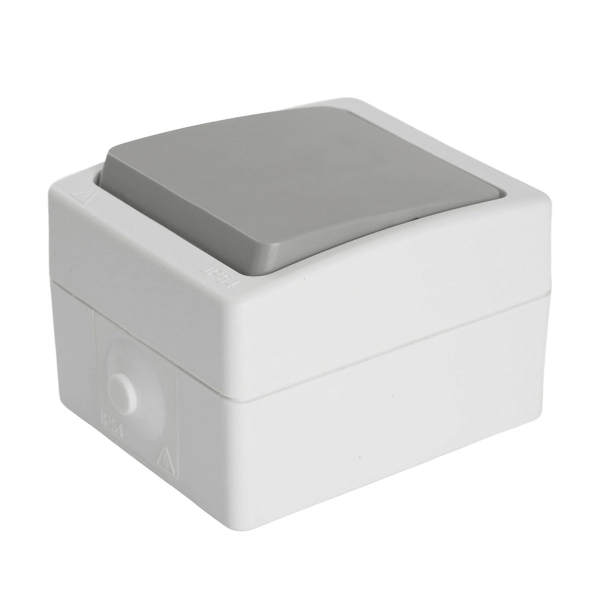 Выключатель одноклавишный Stekker Велена белый/серый PSW10-211-54 49731