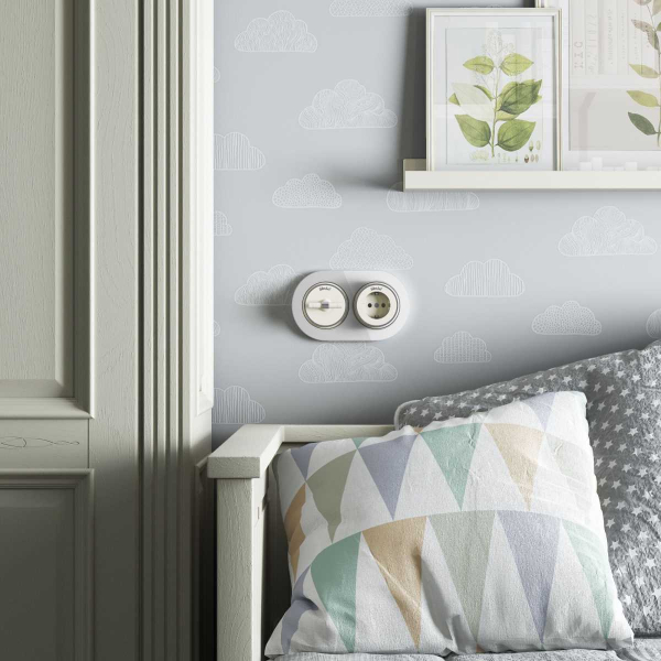 Выключатель двухклавишный на 4 положения Werkel Vintage слоновая кость матовый/хром W5822055 4690389183201