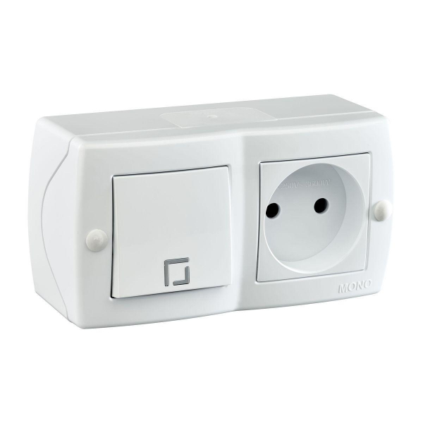 Выключатель - розетка Mono Electric Octans IP20 одноклавишный - 2К белый 104-010101-185 Выключатель - розетка Mono Electric Octans IP20 одноклавишный - 2К белый 104-010101-185