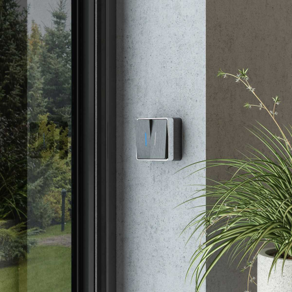 Выключатель двухклавишный с подсветкой Werkel Gallant графит рифленый W5020104 4690389164194