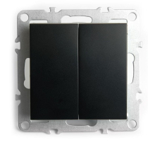 Выключатель двухклавишный Stekker Эрна черный PSW10-9104-03 49149