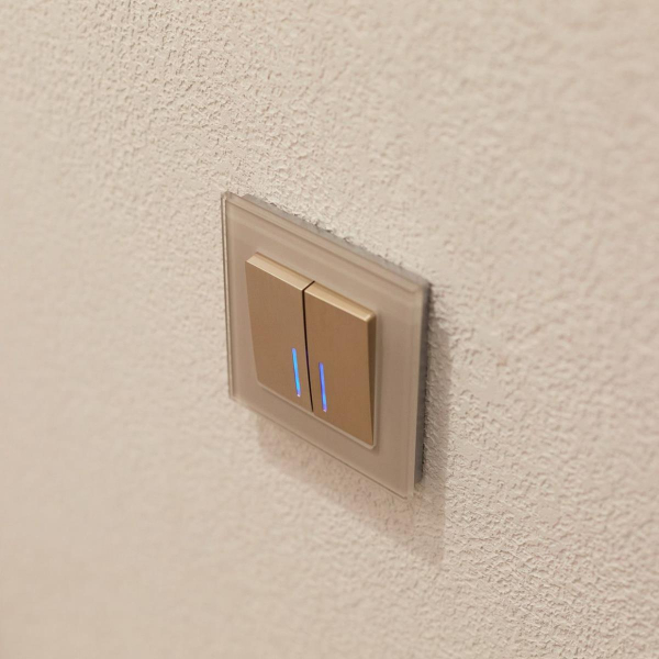 Выключатель Werkel двухклавишный проходной с подсветкой шампань рифленый W1122110 4690389160257