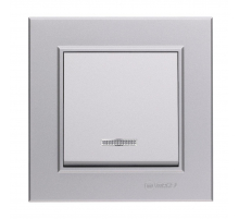 Выключатель Makel 1-кл. СП Karea 10А IP20 сереб. с подсветкой 56065021