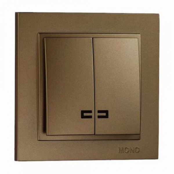 Выключатель Mono Electric Despina двухклавишный с подсветкой бронза 102-232325-103 Выключатель Mono Electric Despina двухклавишный с подсветкой бронза 102-232325-103