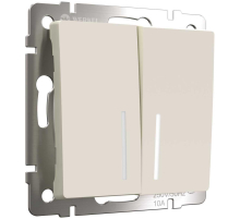 Выключатель двухклавишный Werkel с подсветкой айвори матовый W1120162 4690389184673