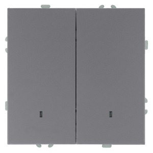 Выключатель 2-клавишный c индикатором (механизм), STEKKER, 250В, 10А, серия Эмили, RSW10-5102-10,  платиново-серый, soft touch 49942