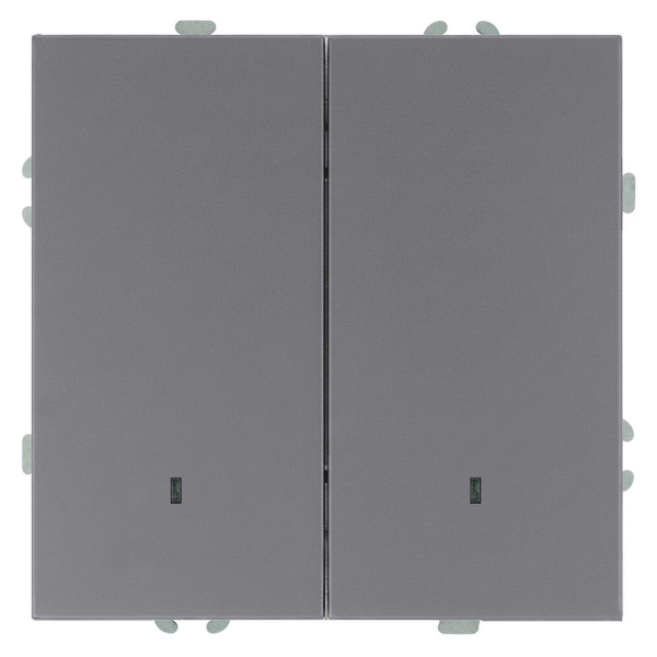 Выключатель 2-клавишный c индикатором (механизм), STEKKER, 250В, 10А, серия Эмили, RSW10-5102-10,  платиново-серый, soft touch 49942