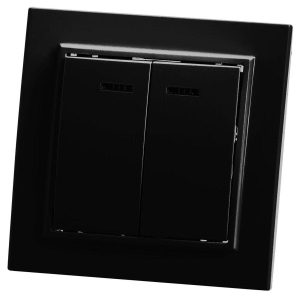 Выключатель двуклавишный Stekker Эрна с подсветкой черный PSW10-9002-03 39471