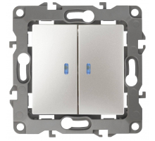 Выключатель двухклавишный с подсветкой ЭРА 12 10AX 250V 12-1105-15 Б0019294