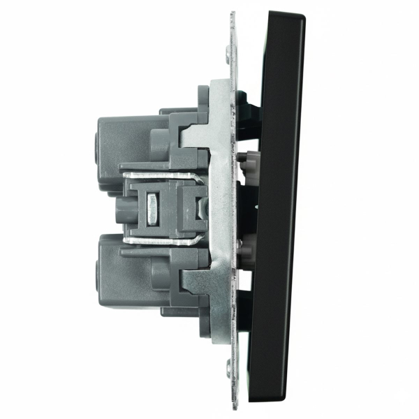 Переключатель 2-клавишный (механизм), СЗК, Stekker, 250В, 10А Эмили, RSW10-5107-05ZK, черный уголь, soft touch 50249