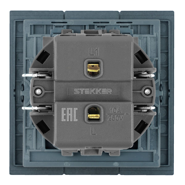 Выключатель 1-клавишный (механизм), Stekker, 250В, 10А Мия, RSW10-3103-05, черный бархат 50442