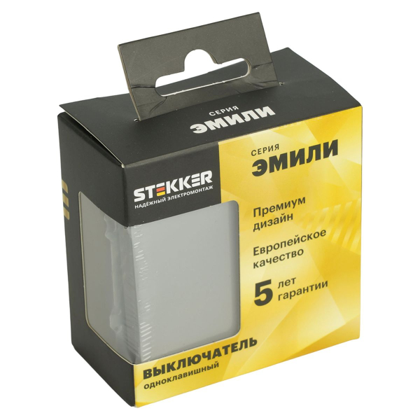 Выключатель 1-клавишный (механизм), STEKKER, 250В, 10А, серия Эмили, RSW10-5103-10,  платиново-серый, soft touch 49943