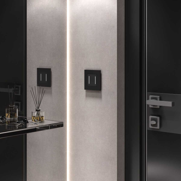 Сенсорный выключатель двухклавишный Werkel с подсветкой черный W4522008 4690389198052