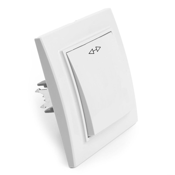 Переключатель одноклавишный перекрестный Stekker Эрна белый PSW10-9009-01 39925