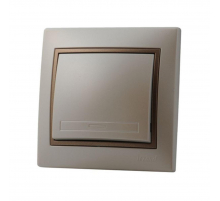 Выключатель Lezard Mira белый жемчуг со светло-коричневой вставкой 701-3031-100