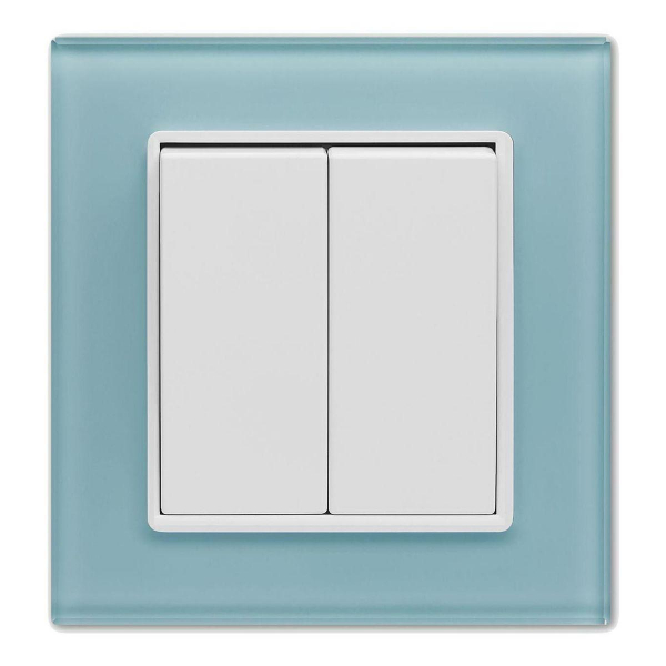 Выключатель двухклавишный Vesta-Electric Exclusive Blue голубой FVK050101SIN Выключатель двухклавишный Vesta-Electric Exclusive Blue голубой FVK050101SIN