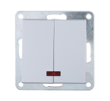 Выключатель LK Studio 2-кл., с индикаторами (схема 5L) 16 A, 250 B (серебристый металлик) LK80 841203-1