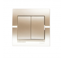 Выключатель двойной Lezard Deriy белый жемчуг 702-3030-101