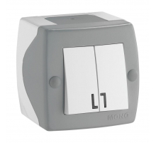 Выключатель Mono Electric Octans IP20 двухклавишный бело-серый 104-020001-102