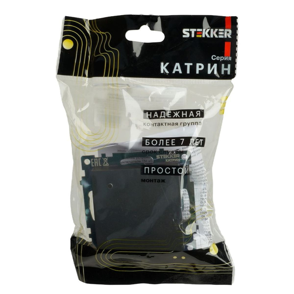 Переключатель одноклавишный Stekker Катрин графит GLS10-7105-06 49412