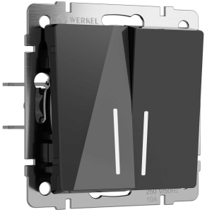 Выключатель Werkel двухклавишный с подсветкой черный акрил W1120148 4690389197659