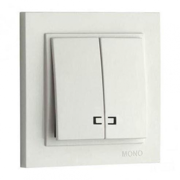 Выключатель Mono Electric Despina двухклавишный с подсветкой слоновая кость 102-010025-103 Выключатель Mono Electric Despina двухклавишный с подсветкой слоновая кость 102-010025-103