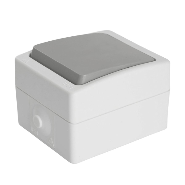 Переключатель одноклавишный Stekker Велена белый/серый PSW10-212-54 49732