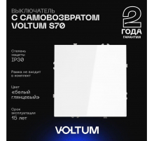 Выключатель с самовозвратом встраиваемый Voltum S70 одноклавишный 10А, (белый глянцевый) VLS010601