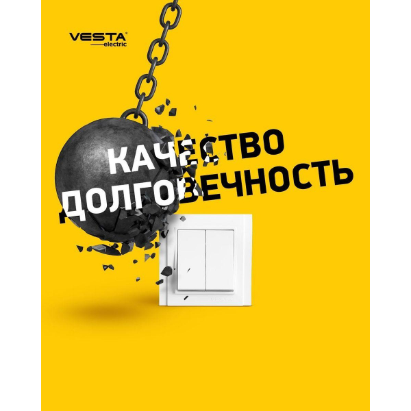 Выключатель двухклавишный Vesta-Electric Verona белый FVK020201BEL