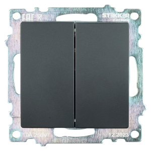 Выключатель двухклавишный Stekker Катрин черный GLS10-7104-05 39606