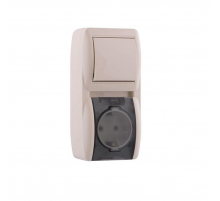 Выключатель и розетка с крышкой Lezard Nata кремовый вертикаль 710-0300-172