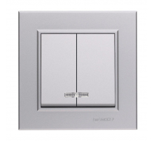 Выключатель Makel 2-кл. СП Karea 10А IP20 сереб. 56065003