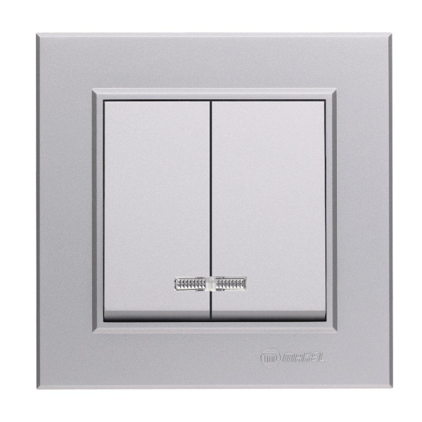 Выключатель Makel 2-кл. СП Karea 10А IP20 сереб. 56065003 Выключатель Makel 2-кл. СП Karea 10А IP20 сереб. 56065003