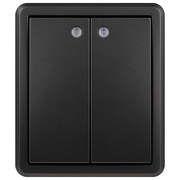 Выключатель ЭРА Эксперт 11-1205-05 двойной с подсветкой IP20 10АХ-250В ОУ антрацит Б0063021