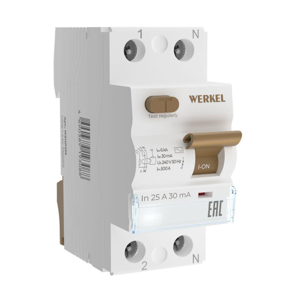 Устройство защитного отключения Werkel 1P+N 25A 30mА АС 6kА W912P256 4690389193088 Устройство защитного отключения Werkel 1P+N 25A 30mА АС 6kА W912P256 4690389193088