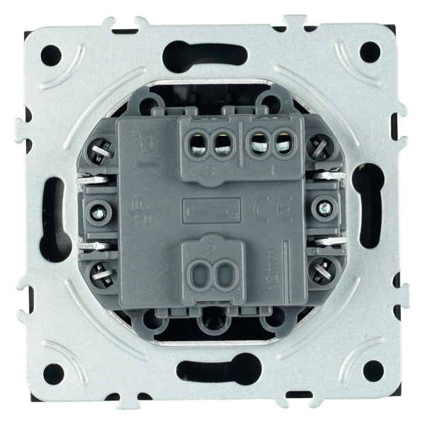 Выключатель 1-клавишный самовозвратный (механизм), Stekker, 250В, 10А Эмили, RSW10-5112-05, черный уголь, soft touch 50326