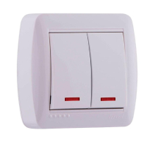 Выключатель двойной с подсветкой Lezard Demet белый 711-0200-112