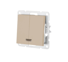 Выключатель двухклавишный LK Studio LK80 c подсветкой шампань 841206-1
