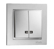 Выключатель Mono Electric Despina двухклавишный с подсветкой серебро 102-212125-103