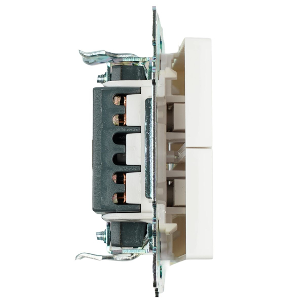 Выключатель двухклавишный Stekker Катрин белый GLS10-7104-01 39300