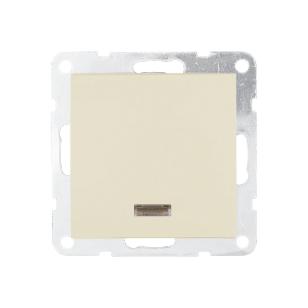 Переключатель одноклавишный LK Studio LK80 c подсветкой бежевый матовый 840402-1