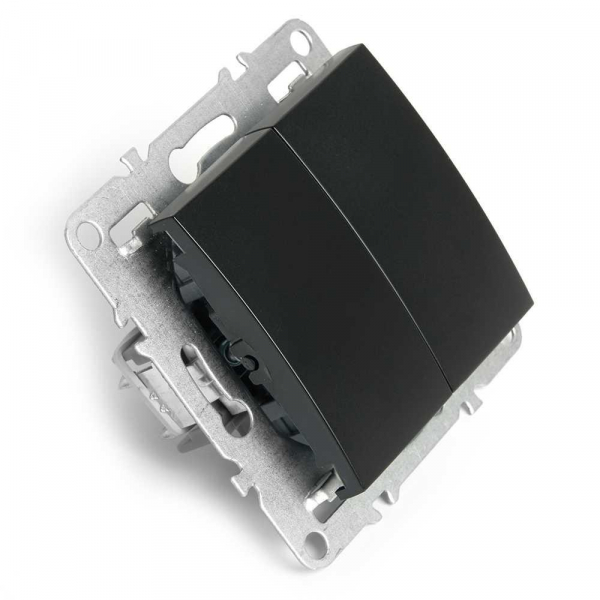 Выключатель двухклавишный Stekker Эрна черный PSW10-9104-03 49149 Выключатель двухклавишный Stekker Эрна черный PSW10-9104-03 49149